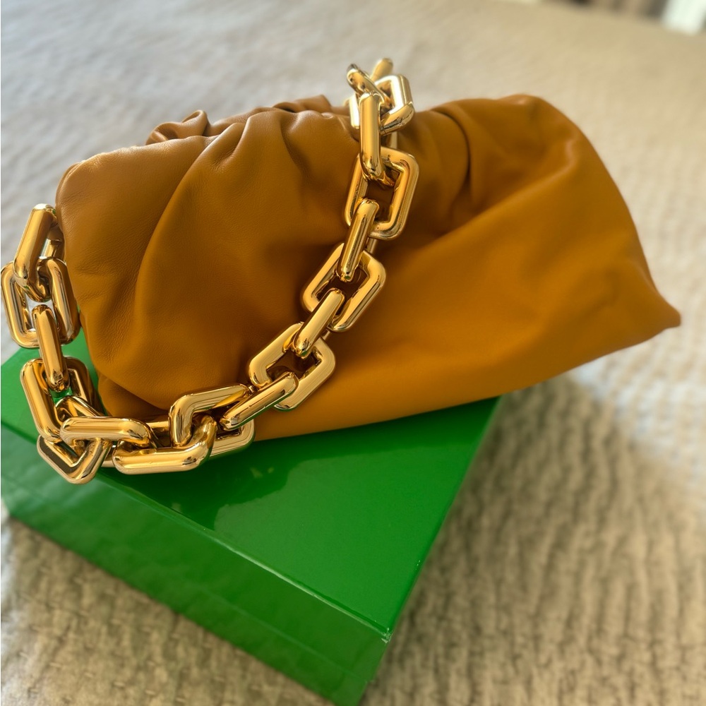 Gold Chain Mustard Clutch